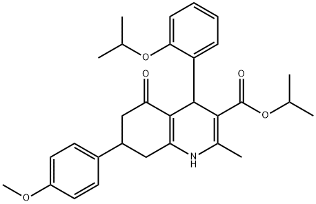 isopropyl 4-(2-isopropoxyphenyl)-7-(4-methoxyphenyl)-2-methyl-5-oxo-1,4,5,6,7,8-hexahydro-3-quinolinecarboxylate Structure