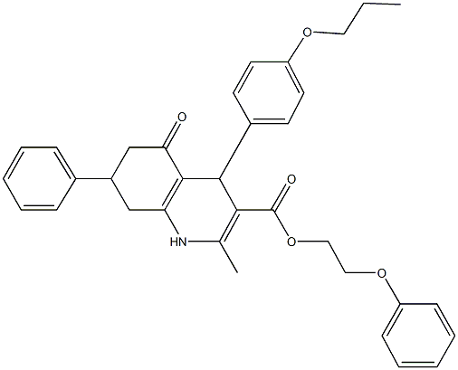 2-phenoxyethyl 2-methyl-5-oxo-7-phenyl-4-(4-propoxyphenyl)-1,4,5,6,7,8-hexahydro-3-quinolinecarboxylate 구조식 이미지