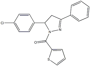 5-(4-chlorophenyl)-3-phenyl-1-(2-thienylcarbonyl)-4,5-dihydro-1H-pyrazole Structure