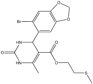 2-(methylsulfanyl)ethyl 4-(6-bromo-1,3-benzodioxol-5-yl)-6-methyl-2-oxo-1,2,3,4-tetrahydro-5-pyrimidinecarboxylate Structure