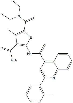 N~2~,N~2~-diethyl-3-methyl-5-({[2-(2-methylphenyl)-4-quinolinyl]carbonyl}amino)-2,4-thiophenedicarboxamide 구조식 이미지