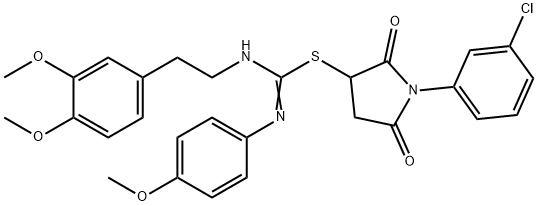 1-(3-chlorophenyl)-2,5-dioxo-3-pyrrolidinyl N-[2-(3,4-dimethoxyphenyl)ethyl]-N'-(4-methoxyphenyl)imidothiocarbamate Structure