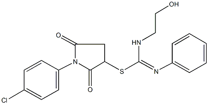 1-(4-chlorophenyl)-2,5-dioxo-3-pyrrolidinyl N-(2-hydroxyethyl)-N'-phenylimidothiocarbamate 구조식 이미지