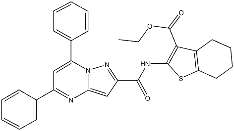 ethyl 2-{[(5,7-diphenylpyrazolo[1,5-a]pyrimidin-2-yl)carbonyl]amino}-4,5,6,7-tetrahydro-1-benzothiophene-3-carboxylate Structure