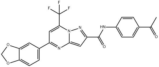 N-(4-acetylphenyl)-5-(1,3-benzodioxol-5-yl)-7-(trifluoromethyl)pyrazolo[1,5-a]pyrimidine-2-carboxamide Structure