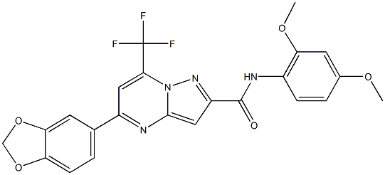 5-(1,3-benzodioxol-5-yl)-N-(2,4-dimethoxyphenyl)-7-(trifluoromethyl)pyrazolo[1,5-a]pyrimidine-2-carboxamide 구조식 이미지