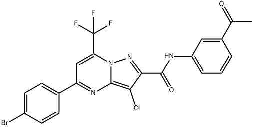 N-(3-acetylphenyl)-5-(4-bromophenyl)-3-chloro-7-(trifluoromethyl)pyrazolo[1,5-a]pyrimidine-2-carboxamide Structure