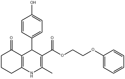 2-phenoxyethyl 4-(4-hydroxyphenyl)-2-methyl-5-oxo-1,4,5,6,7,8-hexahydro-3-quinolinecarboxylate Structure