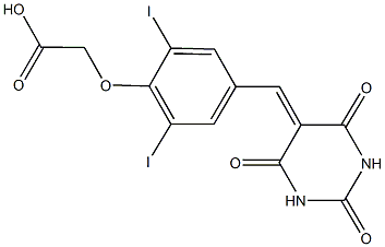 {2,6-diiodo-4-[(2,4,6-trioxotetrahydro-5(2H)-pyrimidinylidene)methyl]phenoxy}acetic acid Structure