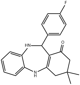 11-(4-fluorophenyl)-3,3-dimethyl-2,3,4,5,10,11-hexahydro-1H-dibenzo[b,e][1,4]diazepin-1-one 구조식 이미지