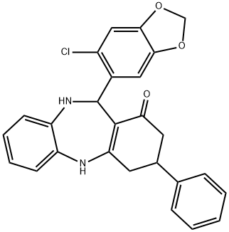 11-(6-chloro-1,3-benzodioxol-5-yl)-3-phenyl-2,3,4,5,10,11-hexahydro-1H-dibenzo[b,e][1,4]diazepin-1-one 구조식 이미지