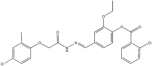 4-{2-[(4-chloro-2-methylphenoxy)acetyl]carbohydrazonoyl}-2-ethoxyphenyl 2-chlorobenzoate 구조식 이미지