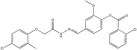4-{2-[(4-chloro-2-methylphenoxy)acetyl]carbohydrazonoyl}-2-methoxyphenyl 2-chlorobenzoate Structure