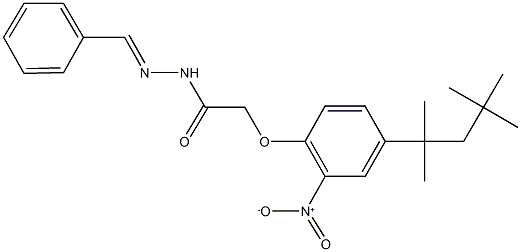 N'-benzylidene-2-[2-nitro-4-(1,1,3,3-tetramethylbutyl)phenoxy]acetohydrazide Structure