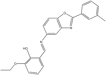 2-ethoxy-6-({[2-(3-methylphenyl)-1,3-benzoxazol-5-yl]imino}methyl)phenol Structure