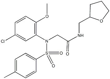 2-{5-chloro-2-methoxy[(4-methylphenyl)sulfonyl]anilino}-N-(tetrahydro-2-furanylmethyl)acetamide Structure
