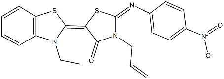 3-allyl-5-(3-ethyl-1,3-benzothiazol-2(3H)-ylidene)-2-({4-nitrophenyl}imino)-1,3-thiazolidin-4-one 구조식 이미지