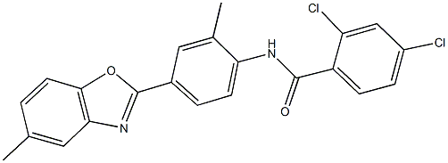 2,4-dichloro-N-[2-methyl-4-(5-methyl-1,3-benzoxazol-2-yl)phenyl]benzamide 구조식 이미지