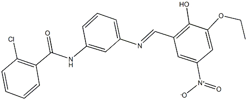 2-chloro-N-[3-({3-ethoxy-2-hydroxy-5-nitrobenzylidene}amino)phenyl]benzamide Structure