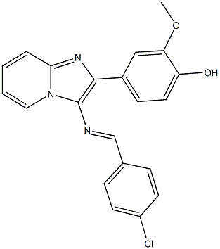 4-{3-[(4-chlorobenzylidene)amino]imidazo[1,2-a]pyridin-2-yl}-2-methoxyphenol Structure