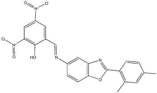 2-({[2-(2,4-dimethylphenyl)-1,3-benzoxazol-5-yl]imino}methyl)-4,6-bisnitrophenol Structure