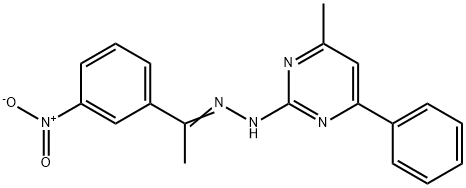 1-{3-nitrophenyl}ethanone (4-methyl-6-phenyl-2-pyrimidinyl)hydrazone 구조식 이미지