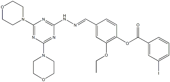 4-{2-[4,6-di(4-morpholinyl)-1,3,5-triazin-2-yl]carbohydrazonoyl}-2-ethoxyphenyl 3-iodobenzoate 구조식 이미지