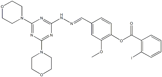 4-{2-[4,6-di(4-morpholinyl)-1,3,5-triazin-2-yl]carbohydrazonoyl}-2-methoxyphenyl 2-iodobenzoate Structure