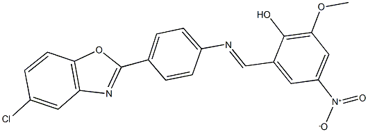 2-({[4-(5-chloro-1,3-benzoxazol-2-yl)phenyl]imino}methyl)-4-nitro-6-methoxyphenol Structure