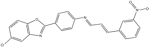 5-chloro-2-{4-[(3-{3-nitrophenyl}-2-propenylidene)amino]phenyl}-1,3-benzoxazole 구조식 이미지