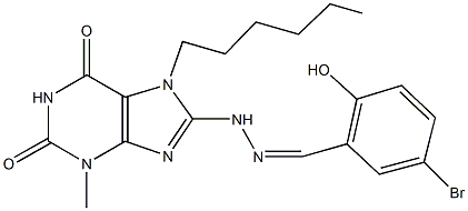 5-bromo-2-hydroxybenzaldehyde (7-hexyl-3-methyl-2,6-dioxo-2,3,6,7-tetrahydro-1H-purin-8-yl)hydrazone 구조식 이미지