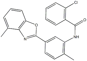 2-chloro-N-[2-methyl-5-(4-methyl-1,3-benzoxazol-2-yl)phenyl]benzamide Structure