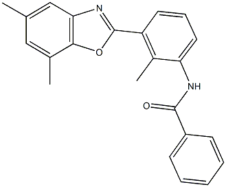 N-[3-(5,7-dimethyl-1,3-benzoxazol-2-yl)-2-methylphenyl]benzamide 구조식 이미지