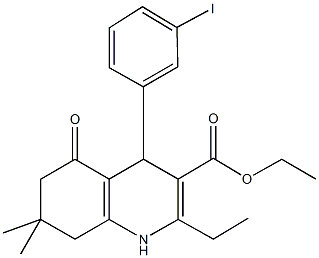 ethyl 2-ethyl-4-(3-iodophenyl)-7,7-dimethyl-5-oxo-1,4,5,6,7,8-hexahydroquinoline-3-carboxylate 구조식 이미지