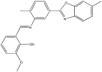 2-methoxy-6-({[2-methyl-5-(6-methyl-1,3-benzoxazol-2-yl)phenyl]imino}methyl)phenol Structure