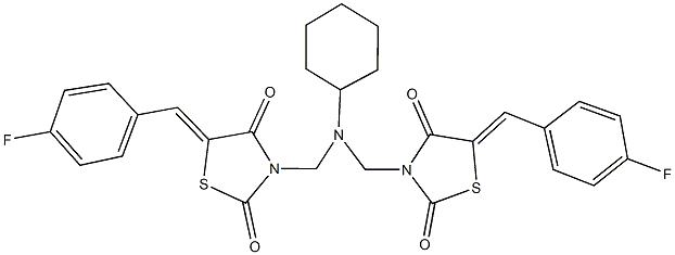 3-[(cyclohexyl{[5-(4-fluorobenzylidene)-2,4-dioxo-1,3-thiazolidin-3-yl]methyl}amino)methyl]-5-(4-fluorobenzylidene)-1,3-thiazolidine-2,4-dione Structure