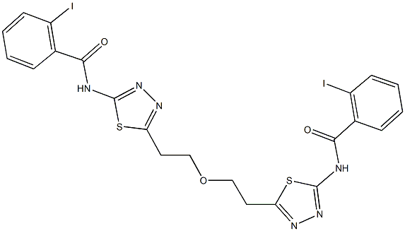 2-iodo-N-{5-[2-(2-{5-[(2-iodobenzoyl)amino]-1,3,4-thiadiazol-2-yl}ethoxy)ethyl]-1,3,4-thiadiazol-2-yl}benzamide 구조식 이미지