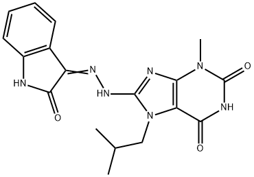 7-isobutyl-3-methyl-8-[2-(2-oxo-1,2-dihydro-3H-indol-3-ylidene)hydrazino]-3,7-dihydro-1H-purine-2,6-dione 구조식 이미지