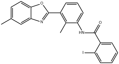 2-iodo-N-[2-methyl-3-(5-methyl-1,3-benzoxazol-2-yl)phenyl]benzamide 구조식 이미지