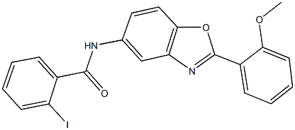 2-iodo-N-[2-(2-methoxyphenyl)-1,3-benzoxazol-5-yl]benzamide 구조식 이미지