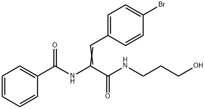 N-(2-(4-bromophenyl)-1-{[(3-hydroxypropyl)amino]carbonyl}vinyl)benzamide Structure