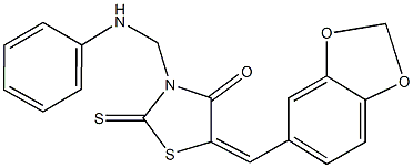 3-(anilinomethyl)-5-(1,3-benzodioxol-5-ylmethylene)-2-thioxo-1,3-thiazolidin-4-one 구조식 이미지