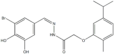 N'-(3-bromo-4,5-dihydroxybenzylidene)-2-(5-isopropyl-2-methylphenoxy)acetohydrazide 구조식 이미지