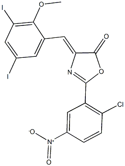 2-{2-chloro-5-nitrophenyl}-4-(3,5-diiodo-2-methoxybenzylidene)-1,3-oxazol-5(4H)-one 구조식 이미지