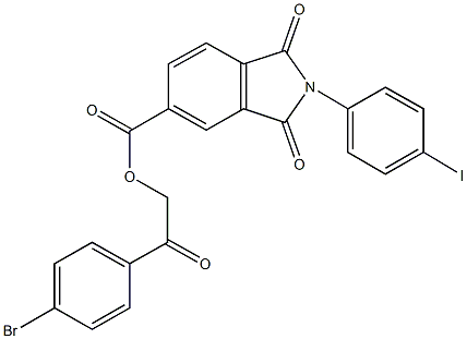 2-(4-bromophenyl)-2-oxoethyl 2-(4-iodophenyl)-1,3-dioxoisoindoline-5-carboxylate 구조식 이미지