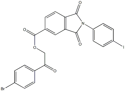 2-(4-bromophenyl)-2-oxoethyl 2-(4-iodophenyl)-1,3-dioxoisoindoline-5-carboxylate Structure