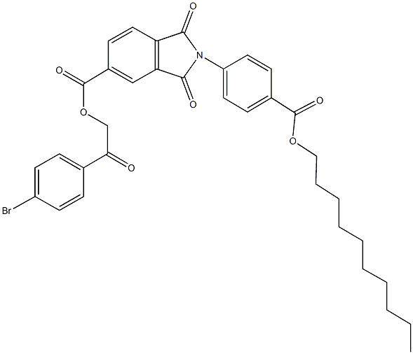 2-(4-bromophenyl)-2-oxoethyl 2-{4-[(decyloxy)carbonyl]phenyl}-1,3-dioxoisoindoline-5-carboxylate 구조식 이미지