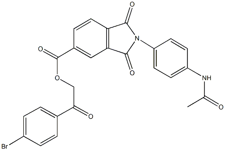 2-(4-bromophenyl)-2-oxoethyl 2-[4-(acetylamino)phenyl]-1,3-dioxo-2,3-dihydro-1H-isoindole-5-carboxylate 구조식 이미지