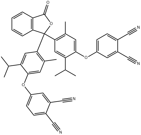 4-{[4-{1-[4-[(3,4-dicyanophenyl)oxy]-2-methyl-5-(1-methylethyl)phenyl]-3-oxo-1,3-dihydro-2-benzofuran-1-yl}-5-methyl-2-(1-methylethyl)phenyl]oxy}benzene-1,2-dicarbonitrile Structure