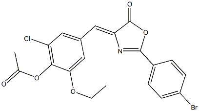 4-[(2-(4-bromophenyl)-5-oxo-1,3-oxazol-4(5H)-ylidene)methyl]-2-chloro-6-ethoxyphenyl acetate Structure